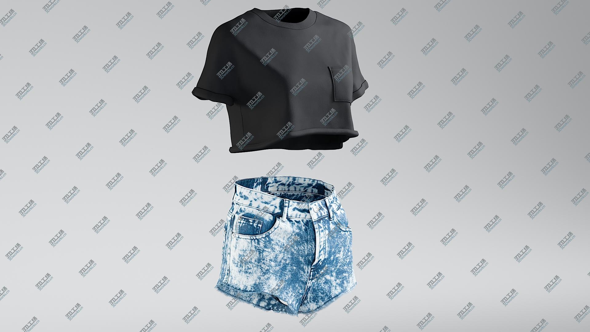 images/goods_img/202104093/Women's Jean Shorts with Tshirt 3D model/5.jpg